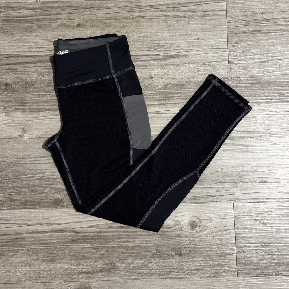 Avia Black Leggings with Gray Accents - Kids Active Wear